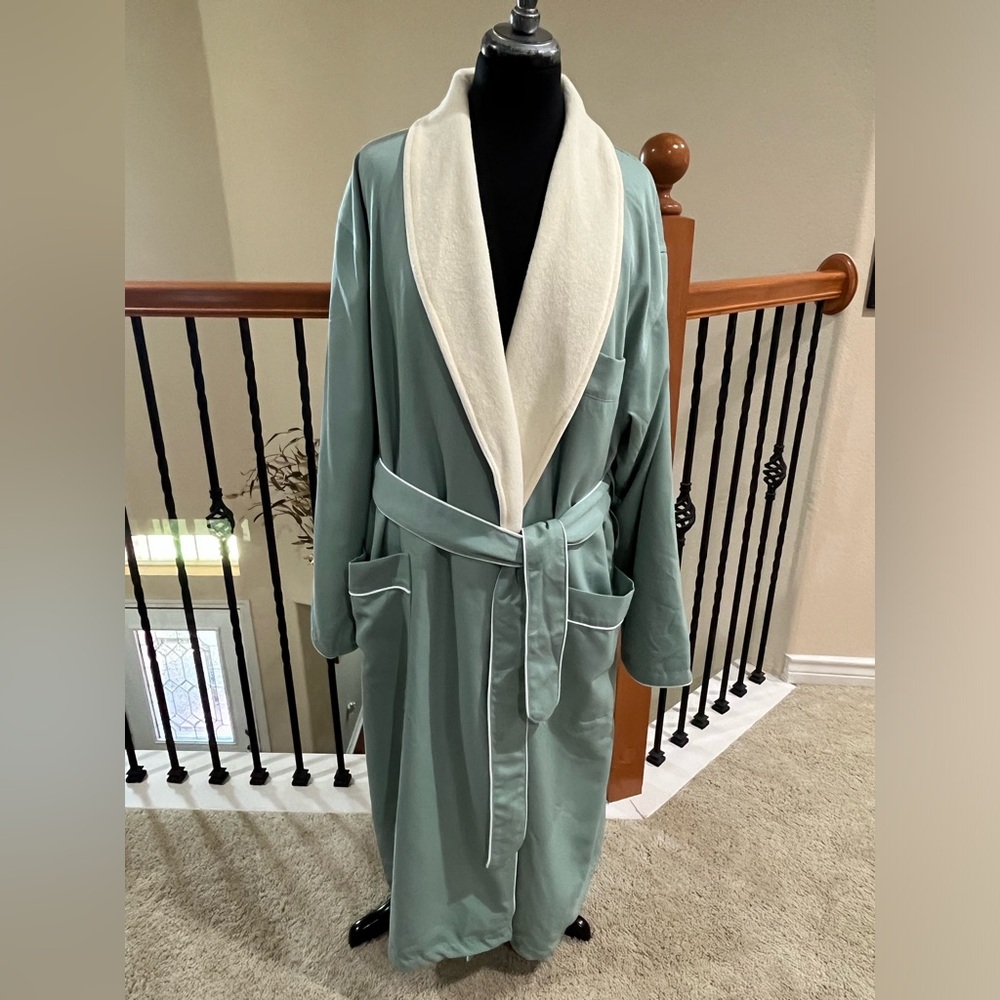 Monarch CYPRESS SAGE GREEN SHAWL ROBE TERRY LINED MICROFIBER, LUXURY SPA OS/L - Picture 3 of 16